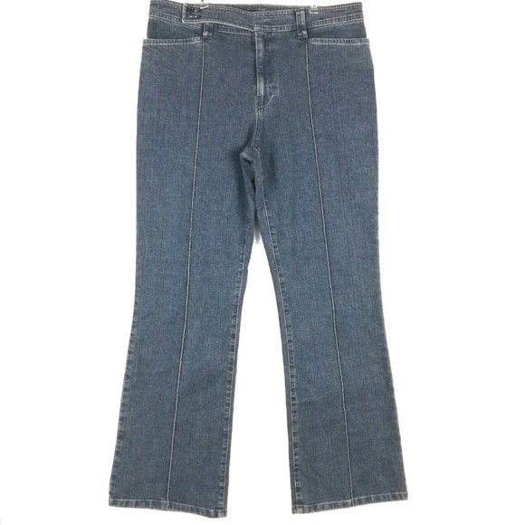 Jones New York Sport Womens Jeans Boot Cut Blue Denim Dark‎ Rinse Pleated 14 - Picture 1 of 12